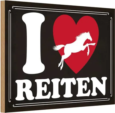 Produktbild von vianmo Holzschild 20x30 cm Pferde i love reiten Herz Tier Haustier