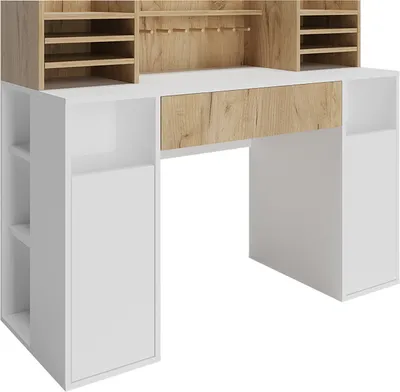 Produktbild von Vicco Biurko , 126.8 x 50 cm XL z półkami, Biały/Sonoma