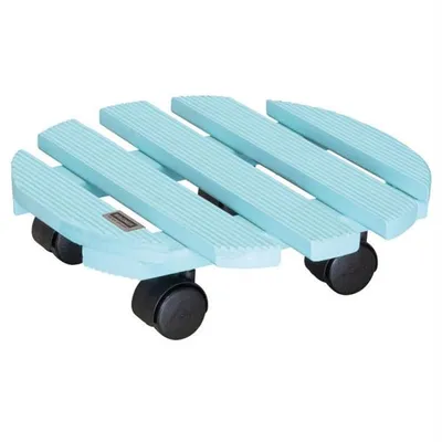 Produktbild von WAGNER Pflanzenroller HOLIDAY Ø 30 x 8 cm, für innen, Massivholz geriffelt, türkis, Tragkraft 100 kg, EU Ware - 20018401