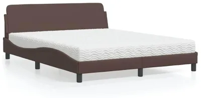Image de vidaXL Lit avec matelas "Dover" brun 160x200 cm simili-cuir