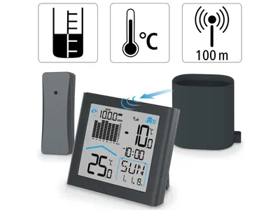 Zdjęcie produktu dla Hama Rainy, Antracyt, Termometr wewntrzny, Termometr zewntrzny, Rain gauge, -10 - 50 C, -40 - 60 C, F, C, 100 m