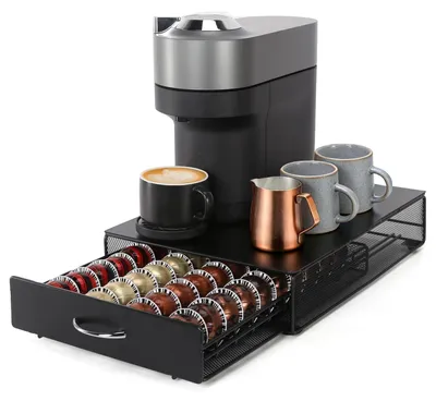 Produktbild von Kaffeekapselhalter für 40 Vertuoline Kapseln - Schwarzer Metalllade Organizer