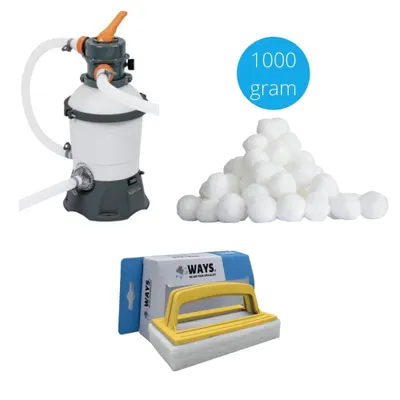 Produktbild von Filterpumpe für Sand 3028 L/U mit Filterkugeln 1000 g & Stahlborstenbürste