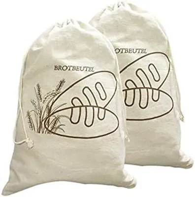 Produktbild von Leinen-Brotbeutel,wiederverwendbar, mit Kordelzug, groß, ungebleicht, Beutel für Brot, Baguette,selbstgemachtes Brot und weitere Lebensmittel, Auch Obst- undGemüsebeutel, (30 x 40cm), 2er Set