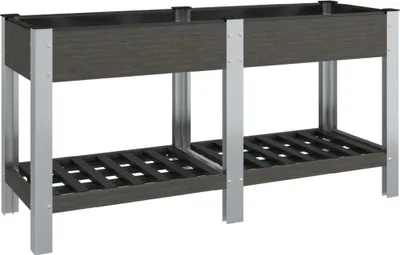 Obrázek produktu pro vidaXL Zahradní zvýšený záhon s policí šedý 175x50x75 cm WPC