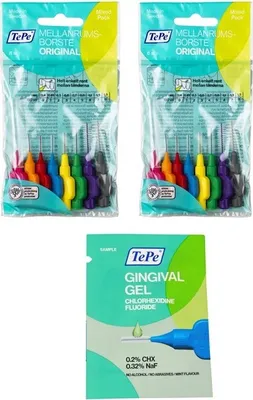Produktbild von 2x8 TePe Original Interdentalbürsten - 0,4  bis 1,3 mm gemischt  + 2ml Gingivalgel