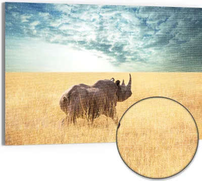 Produktbild von DEQORI Hybrid Leinwand Bild 90x60 cm 'Goldene Wildnis' Wandbild Glas flach modern