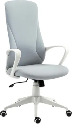 Zdjęcie produktu dla Fotel biurowy Vinsetto z funkcją bujania, krzesło biurowe z regulacją wysokości, ergonomiczny fotel komputerowy, obrotowy fotel komputerowy do domowego biura, tkanina elastyczna, jasnoszary