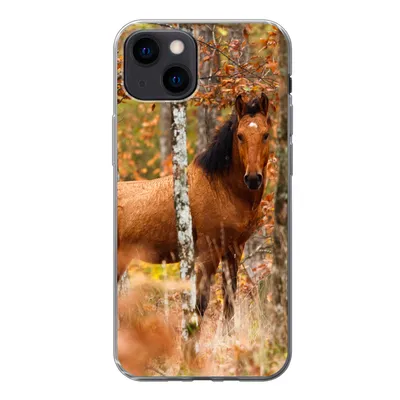 Produktbild von MuchoWow® Handyhülle Schutzhülle Hülle für iPhone 13 mini Pferd - Wald - Braun Silikon Softcase Handy Hülle - Softcase