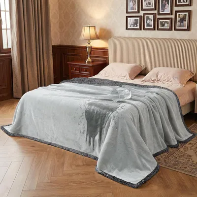 Produktbild von Fleecedecke 203x152 cm, wasserdicht, Sherpa, grau, für Camping