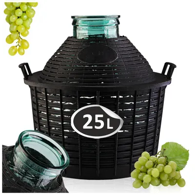 Zdjęcie produktu dla BALON - 25 L - dama galon dymion z szerokim otworem na wino w koszu