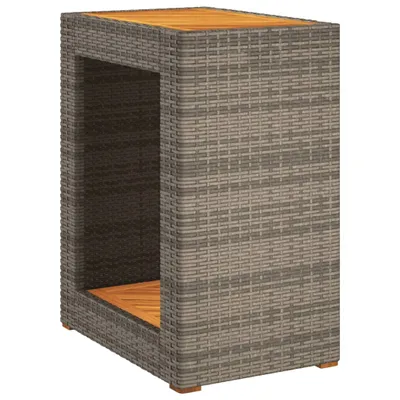Obrázek produktu pro Zahradní stolek s dřevěnou deskou šedý 60x40x75 cm polyratan
