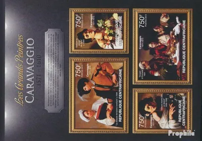 Produktbild von Briefmarken Zentralafrikanische Republik 2013 Mi 3872-3875 Kleinbogen (kompl. Ausgabe) postfrisch Carravaggio
