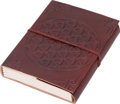 Produktbild von Lederbuch, Notizbuch, Tagebuch, Schreibbuch mit Ledereinband 100 Seiten - Blume des Lebens 12*17 cm, Braun, Papier,Leder, Notizbücher & Tagebücher