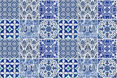 Produktbild von Fliesenaufkleber 20 x 20 cm – 24 Stück – Selbstklebend – Wasserfest – Pflegeleicht – Hitzebeständig – Für Küche & Bad – Florale und geometrische Motive