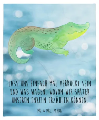 Produktbild von Mr. & Mrs. Panda Decke Krokodil - Oceanblue - Geschenk, Bettüberwurf, Schlafdecke, Meer, Lieblingsmensch, Tagesdecke, Krokodile, Beste Freundin, Fleece-Kuscheldecke