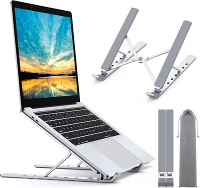 Produktbild von Verstellbarer Laptopständer, 5 Stufen, Aluminium, optimierte Belüftung, für MacBook, Lenovo und Tablets von 10 bis 15,6 Zoll