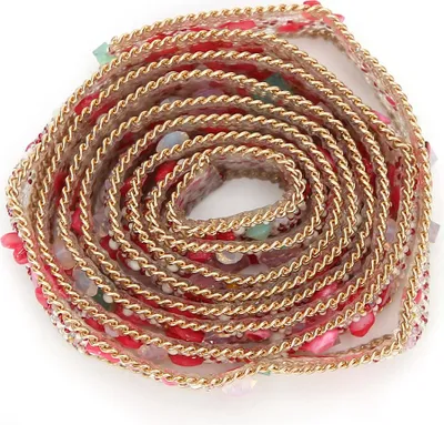 Zdjęcie produktu dla Wstążka z dżetów, wstążka żwirowa, naszyjnik, odzież, buty, dekoracja, akcesorium, wstążka żwirowa, wstążka z dżetów, szerokość 1,5 cm (czerwona)