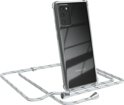 Produktbild von EAZY CASE Handykette kompatibel mit Samsung Galaxy Note 20 / Note 20 5G, Handyhülle mit Umhängeband, Handykordel, Schutzhülle Clear, Band in Weiß