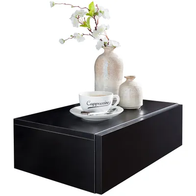 Produktbild von WOHNLING Nachtkonsole ZADAR Wand Nachttisch Schwarz Wandboard Holz Boxspringbett