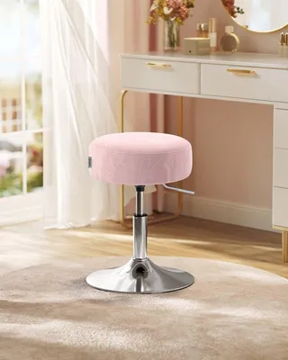 Produktbild von Schminkhocker, verstellbar und drehbar, Pastellrosa – 38 cm T x 44–60 cm H, KI-generiertes Bild
