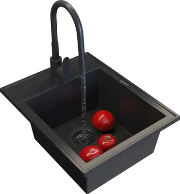 Obrázok produktu pre Granitan | Granitový drez NERO - 50x40 cm - čierny mramorovaný - vstavaný drez - odolný a elegantný