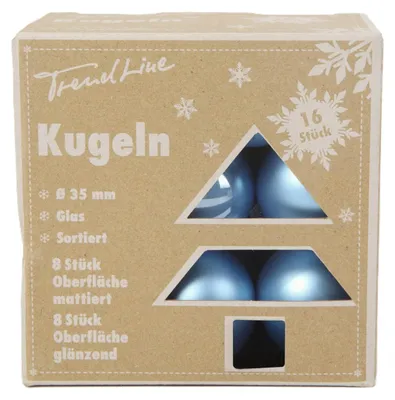 Produktbild von TrendLine Weihnachtskugeln aus Glas Ø 3,5 cm sky blue 16 Stück