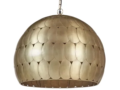 Produktbild von BELIANI Hängeleuchte Messingfarbend Metall 1-Flammig mit Rundem Schirm Kugelform Antik-Optik Langes Kabel Retro Esstisch Wohnzimmer Wohnküche