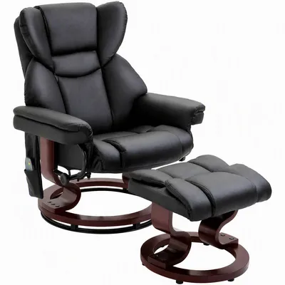 Produktbild von Relaxsessel mit Massagefunktion Fußhocker Liegefunktion Kunstleder 79 x 82 x 101 cm