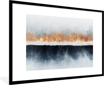 Produktbild von MuchoWow® Gerahmtes Poster Gold - Abstrakt - Design 90x60 cm - Poster mit Schwarzem Bilderrahmen Wandposter Rahmen Foto Bilder - Wanddekoration - Fotos
