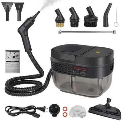 Obrázek produktu pro Parní čistič vysokého tlaku, 2500 W - ruční zařízení - nádržka na vodu 1600 ml - přenosný parní generátor pro koupelnu, kuchyň, auto - černá barva