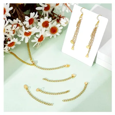 Produktbild von 30 Stück Kettenverlängerungen aus Edelstahl in 3 Stilen, 5868 mm, mit herzförmigen und ovalen Charms für DIY Schmuckherstellung