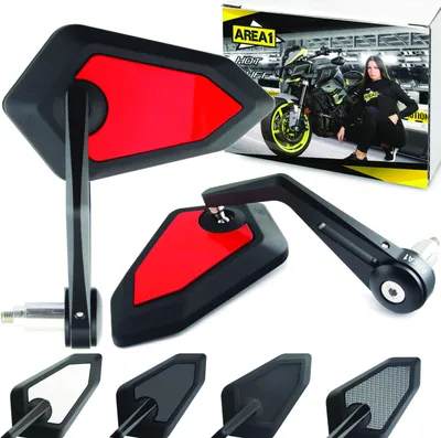 Produktbild von Area1 Motorradspiegel CNC Lenkerenden Motorrad Rückspiegel Set 7/8" (Rechts+Links) e , Rot kompatibel mit Yamaha BMW Honda Suzuki Kawasaki Beta