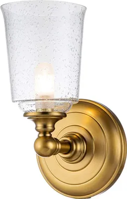 Obrázek produktu pro Koupelnové svítidlo kovové sklo G9 IP44 24,8 cm vysoké v mosazném provedení teplá bílá 3000 K 300 lm secesní styl