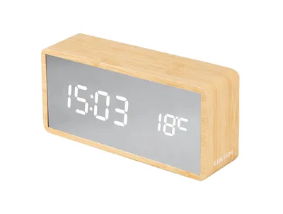 Image de Karlsson - Réveil Silver Mirror LED - Bois clair