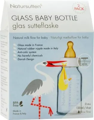Produktbild von Babyflaschen 120 ml m Anti-Kolik-Ventil Natursutt. 2 St