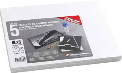 Obrázek produktu pro Clairefontaine 193668C Pěnová deska Clairefontaine, 297 x 420 mm (A3), 5 mm, bílá