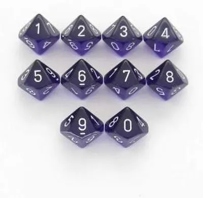 Produktbild von Chessex Translucent Polyhedral Ten d10 Set - Purple/white