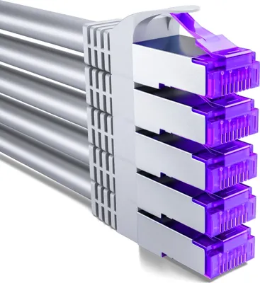 Produktbild von deleyCON 5x 0,25m CAT7 Netzwerkkabel - 10 Gigabit - Kurzes 25cm RJ45 Patchkabel Ethernet Kabel (Kupfer, SFTP PiMF Schirmung) - LAN DSL Switch Modem Router Patchpanel CAT7 CAT6 CAT5 - Grau