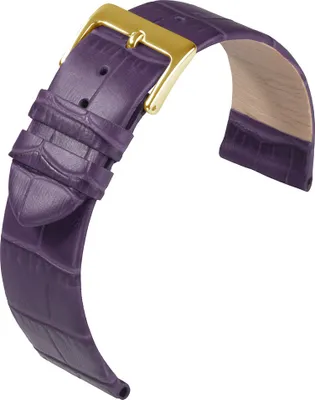 Produktbild von Eulit Rainbow Uhrenarmband Kalbsleder Lila Krokoprägung rembordiert, Anstoß:14 mm