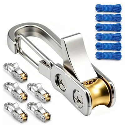 Produktbild von Knotenfreies Zelt Abspannset 6er, Seilspanner mit 6 Haken + 6 Leinen (3m), robustes Camping Zubehör für Tarp & Zelt