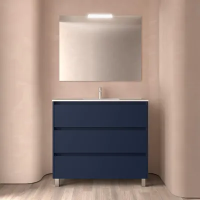 Immagine prodotto di Salgar mobili da bagno NOJA 1000 3 cassetti BLU SATIN + lavabo + specchio
