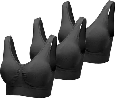 Produktbild von Damen Basic Wohlfühl BH - 3er Pack - "mit Polster" Sport BH Bralette - ohne Bügel - Nahtloser Gepolsterter Bra Top