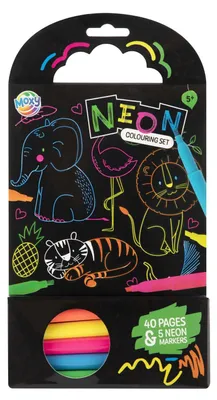 Produktbild von Malbuch „Tiere“ mit 5 Neonstiften, 40 Seiten