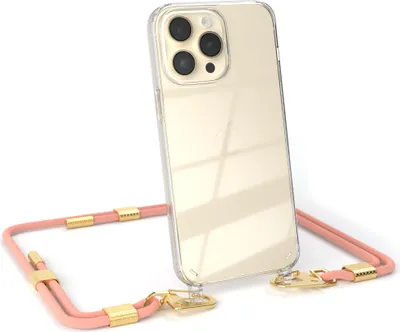 Produktbild von EAZY CASE Handykette für Apple iPhone 14 Pro Max, Transparente Silikonhülle mit Band, Clear Case, abnehmbar in  Rosa