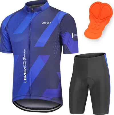 Obrázek produktu pro Prodyšný, rychleschnoucí, pohodlný dres s krátkým rukávem a vycpané šortky pro muže, sada cyklistického oblečení