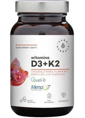Obrázek produktu pro Aura Herbals Vitamin D3 4000 IU + K2, 90 kapslí - dlouhodobě!