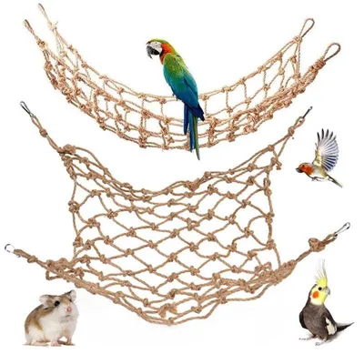 Imagen del producto de 2 unidades de red de cuerda natural para pájaros, columpio y hamaca para loros y otras aves