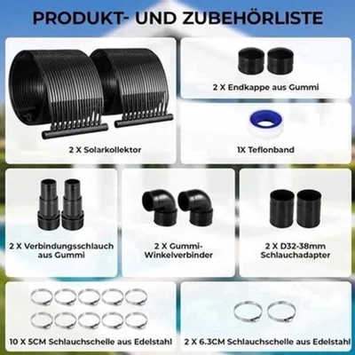 Produktbild von Schwimmbadheizung – Solarpanel – Wetterbeständiger PE-Kollektor – 600 x 75 cm – Umweltfreundlich