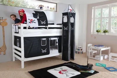 Produktbild von Etagenbett Benni Weiß Lackiert Buche Massiv 90x200 cm mit Rollrosten
